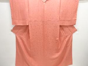 未使用品　花唐草模様織り出し一つ紋色無地着物